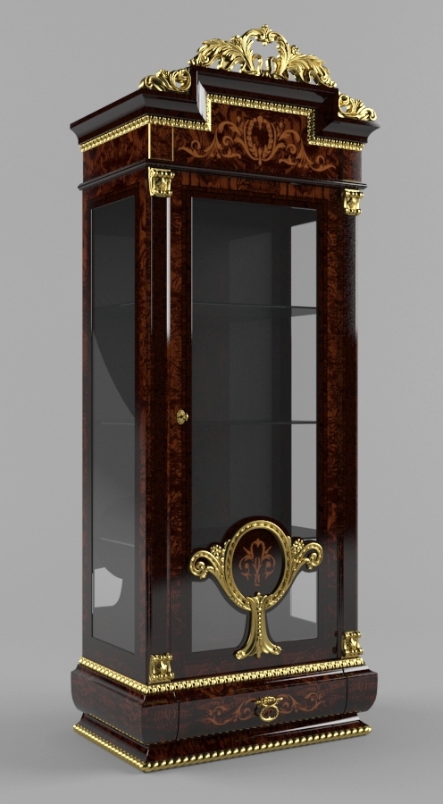 Breakfronts & China Cabinets Elegant Single Door Glass Cupboard