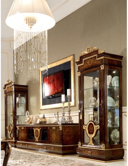 Breakfronts & China Cabinets Elegant Single Door Glass Cupboard