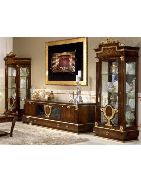 Breakfronts & China Cabinets Elegant Single Door Glass Cupboard