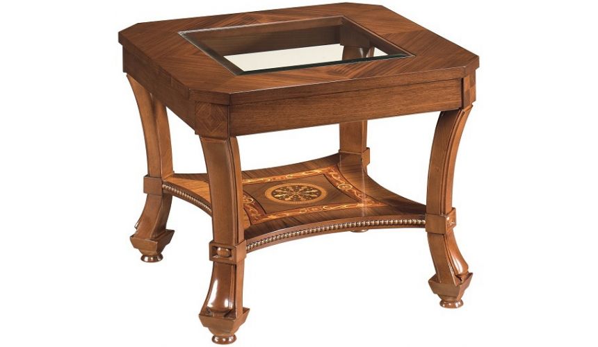 Square & Rectangular Side Tables End Table with Glass Top