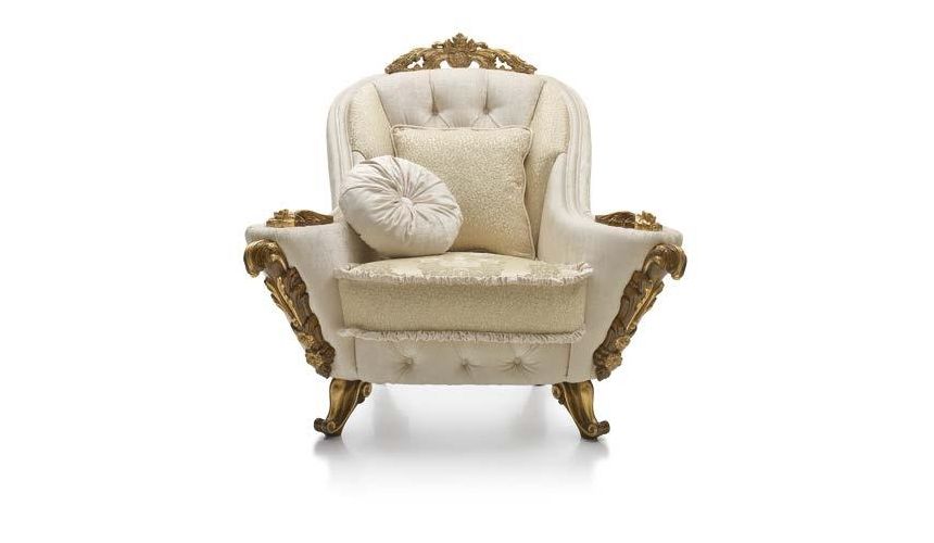 SETTEES, CHAISE, BENCHES White Upholstered Armchair for Living Room