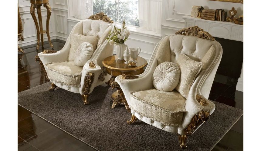 SETTEES, CHAISE, BENCHES White Upholstered Armchair for Living Room