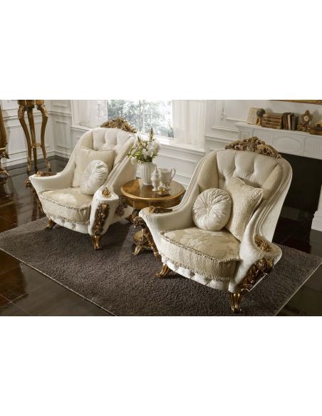 SETTEES, CHAISE, BENCHES White Upholstered Armchair for Living Room