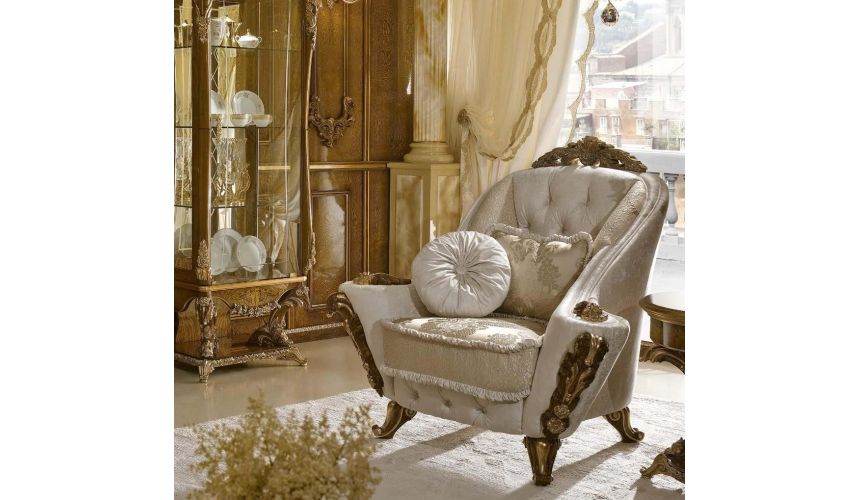 SETTEES, CHAISE, BENCHES White Upholstered Armchair for Living Room