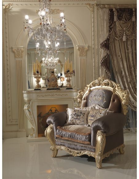 Furniture Masterpieces Charming Armchair with Embroidered Headrest