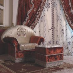 Furniture Masterpieces Large Fabric Armchair with Designer Backrest