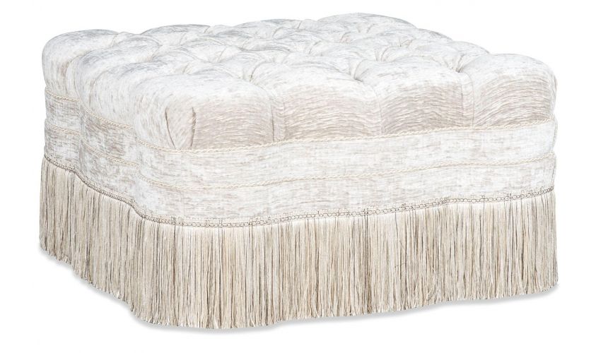 Luxury Leather & Upholstered Furniture Square Tufted Ottoman Stool