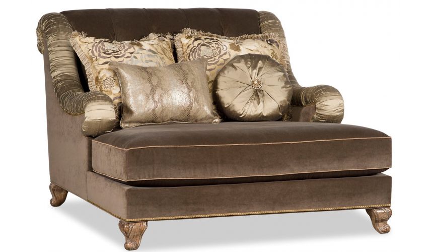 CHAIRS - Leather, Upholstered, Accent Golden and Brown Loveseat Sofa