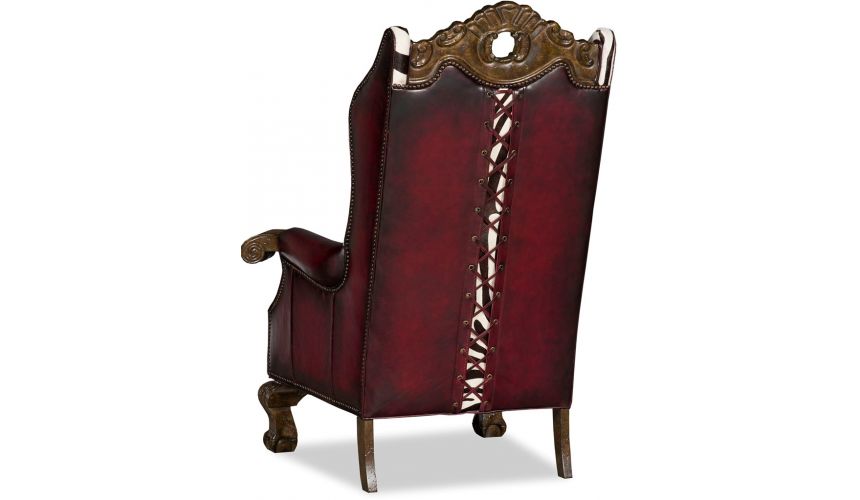 Luxury Leather & Upholstered Furniture Wingback Throne Club Chair Zebra Design