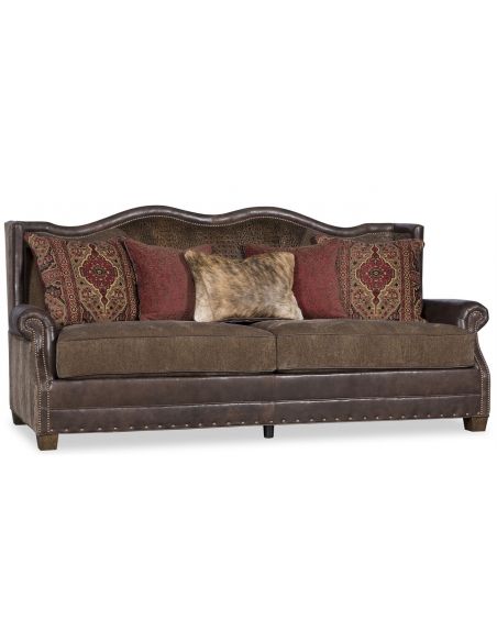 Traditional Leather & Fabric Sofa