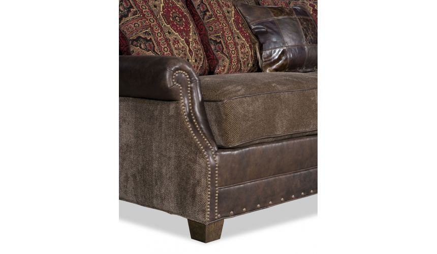 SOFA, COUCH & LOVESEAT Traditional Leather & Fabric Sofa