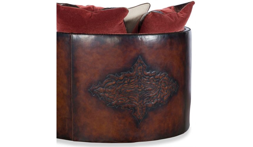 Luxury Leather & Upholstered Furniture Cocoa Brown Leather Round Arm Chair
