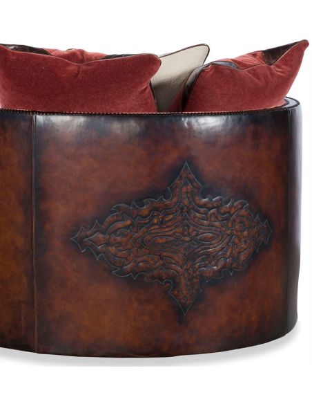 Luxury Leather & Upholstered Furniture Cocoa Brown Leather Round Arm Chair