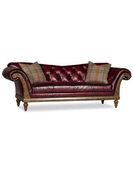 Classy Tufted Red Leather Couch