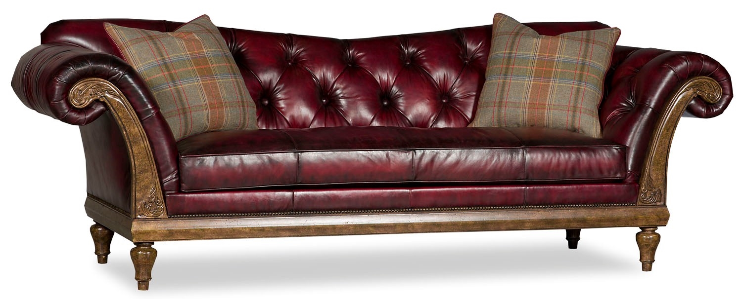 SOFA, COUCH & LOVESEAT Classy Tufted Red Leather Couch