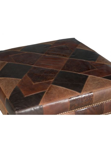 Luxury Leather & Upholstered Furniture Checkered Small Ottoman Bench