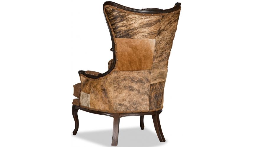 Luxury Leather & Upholstered Furniture Saddle Brown Lounge Chair