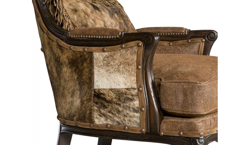 Luxury Leather & Upholstered Furniture Saddle Brown Lounge Chair