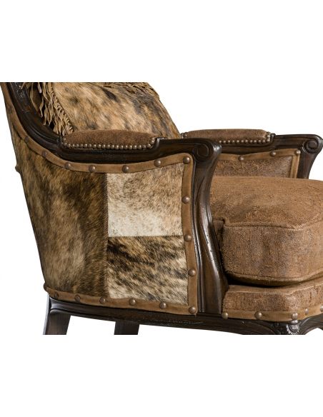 Luxury Leather & Upholstered Furniture Saddle Brown Lounge Chair