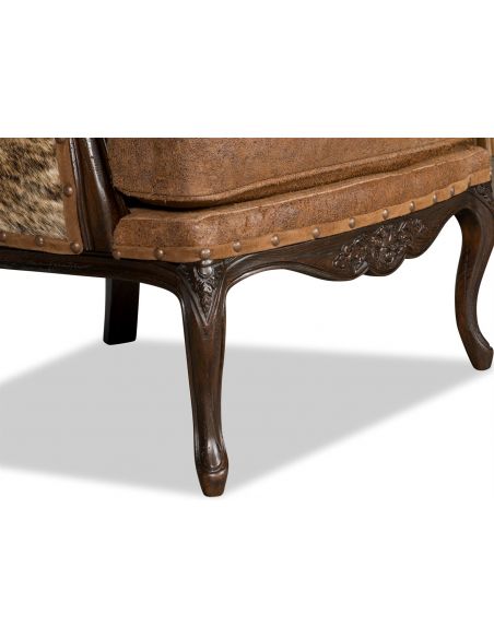 Luxury Leather & Upholstered Furniture Saddle Brown Lounge Chair