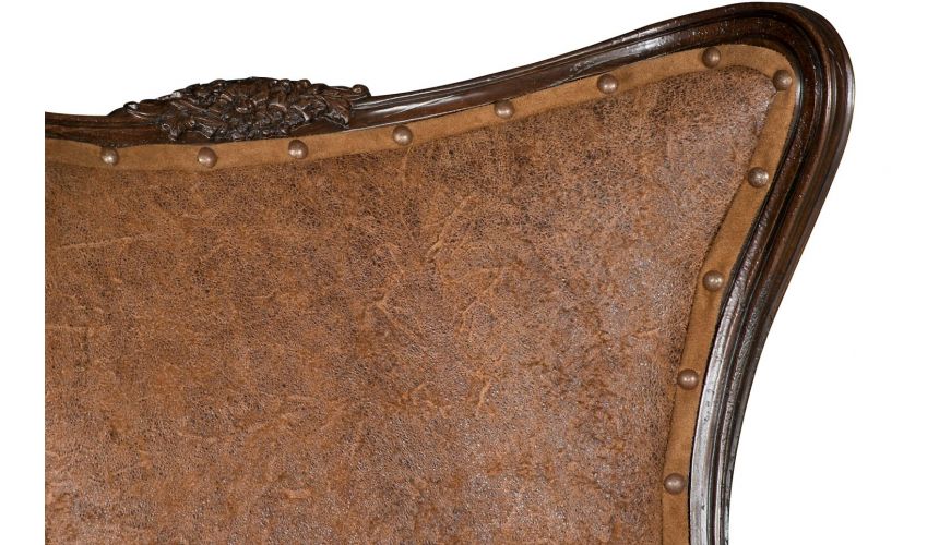 Luxury Leather & Upholstered Furniture Saddle Brown Lounge Chair