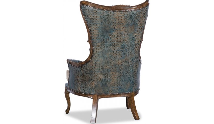 Teal and Brown Chintz Lounge Chair