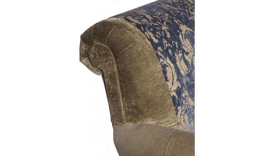 Luxury Leather & Upholstered Furniture Elegant Fabric and Leather Armchair