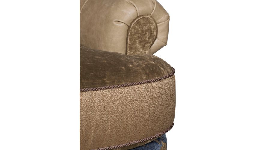 Luxury Leather & Upholstered Furniture Elegant Fabric and Leather Armchair