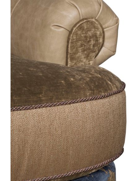 Luxury Leather & Upholstered Furniture Elegant Fabric and Leather Armchair