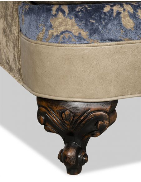 Luxury Leather & Upholstered Furniture Elegant Fabric and Leather Armchair