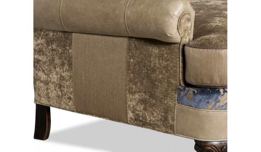 Luxury Leather & Upholstered Furniture Elegant Fabric and Leather Armchair