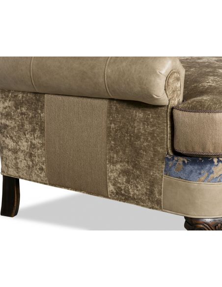 Luxury Leather & Upholstered Furniture Elegant Fabric and Leather Armchair