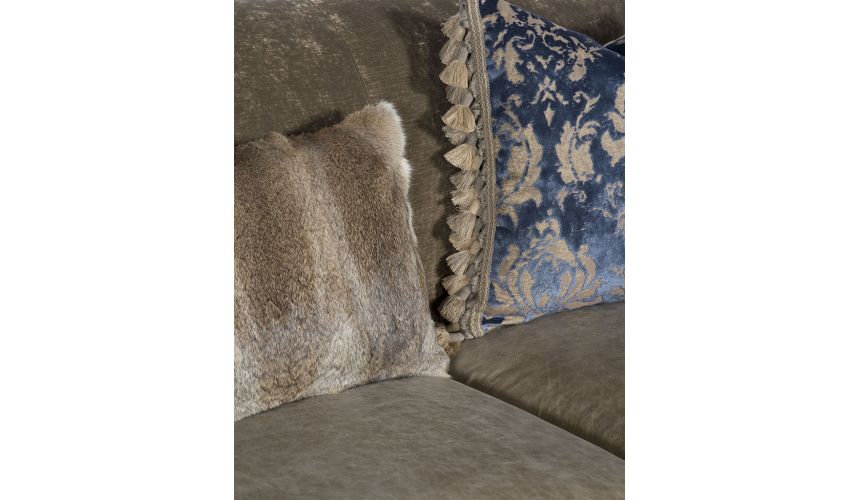 Luxury Leather & Upholstered Furniture Fabric Sofa with Floral Design Work