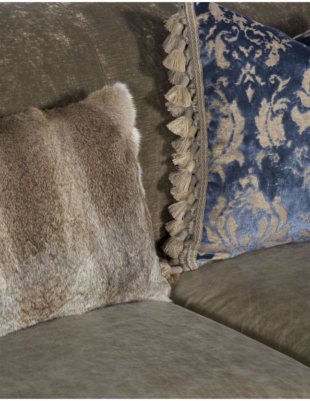 Luxury Leather & Upholstered Furniture Fabric Sofa with Floral Design Work