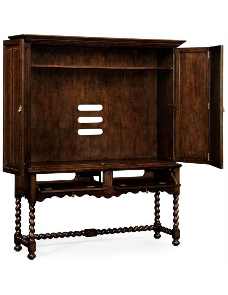 Entertainment Centers, TV Consoles, Pop Ups Dark Oak TV Entertainment Cabinet with Twisted Legs