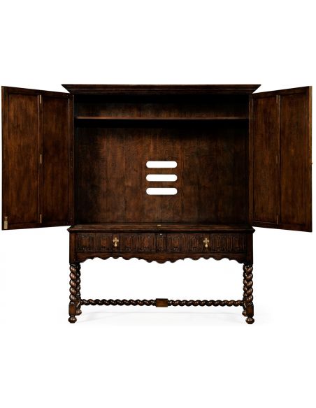 Entertainment Centers, TV Consoles, Pop Ups Dark Oak TV Entertainment Cabinet with Twisted Legs