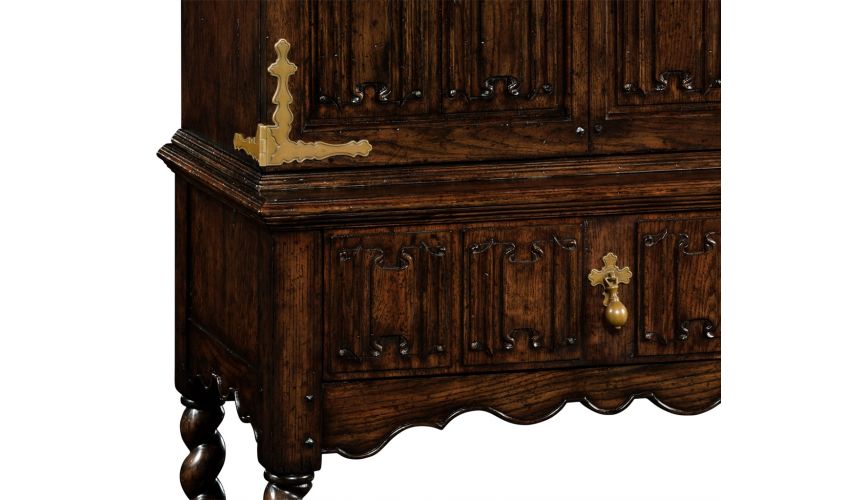 Entertainment Centers, TV Consoles, Pop Ups Dark Oak TV Entertainment Cabinet with Twisted Legs