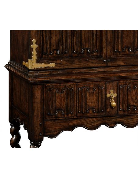 Entertainment Centers, TV Consoles, Pop Ups Dark Oak TV Entertainment Cabinet with Twisted Legs