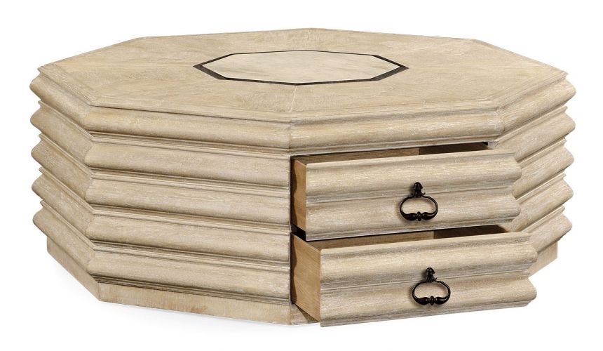 Round and Oval Coffee tables Octagonal Limed Acacia Coffee Table