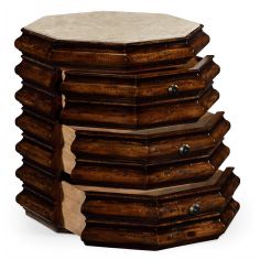 Country Style Octagonal Ridged Brown End Table 2