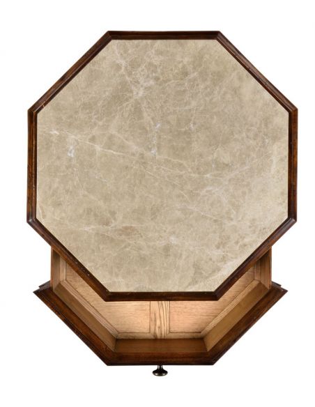 Country Style Octagonal Ridged Brown End Table