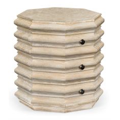 Limed Acacia Octagonal Ridged End Table