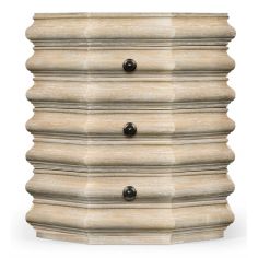 Limed Acacia Octagonal Ridged End Table 2