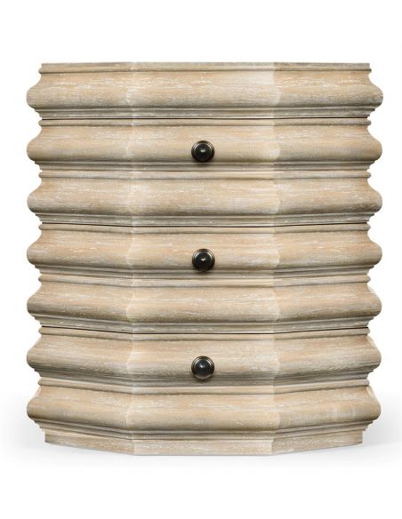 Limed Acacia Octagonal Ridged End Table