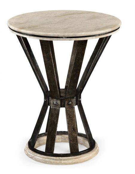 Marble Top Round Coffee Table with Iron Base