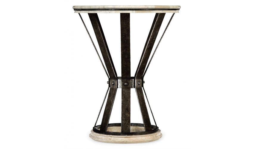 Round and Oval Coffee tables Marble Top Round Coffee Table with Iron Base