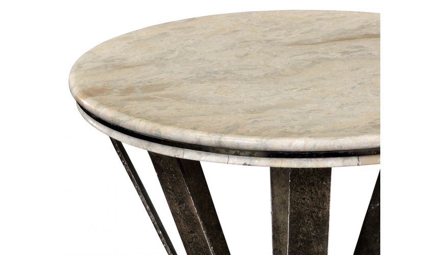 Round and Oval Coffee tables Marble Top Round Coffee Table with Iron Base