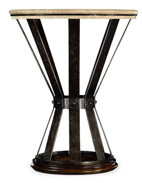 Round and Oval Coffee tables Dark Marble Top Round Coffee Table with Iron Base