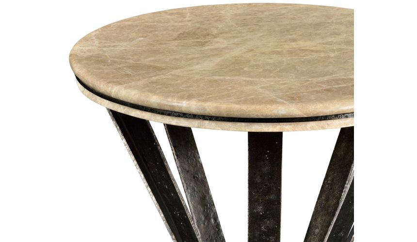 Round and Oval Coffee tables Dark Marble Top Round Coffee Table with Iron Base