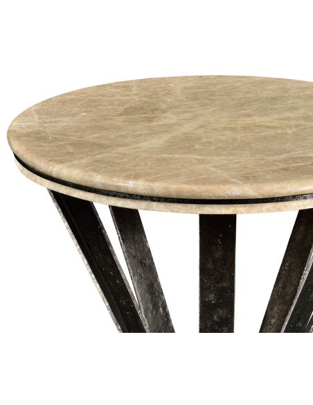 Round and Oval Coffee tables Dark Marble Top Round Coffee Table with Iron Base
